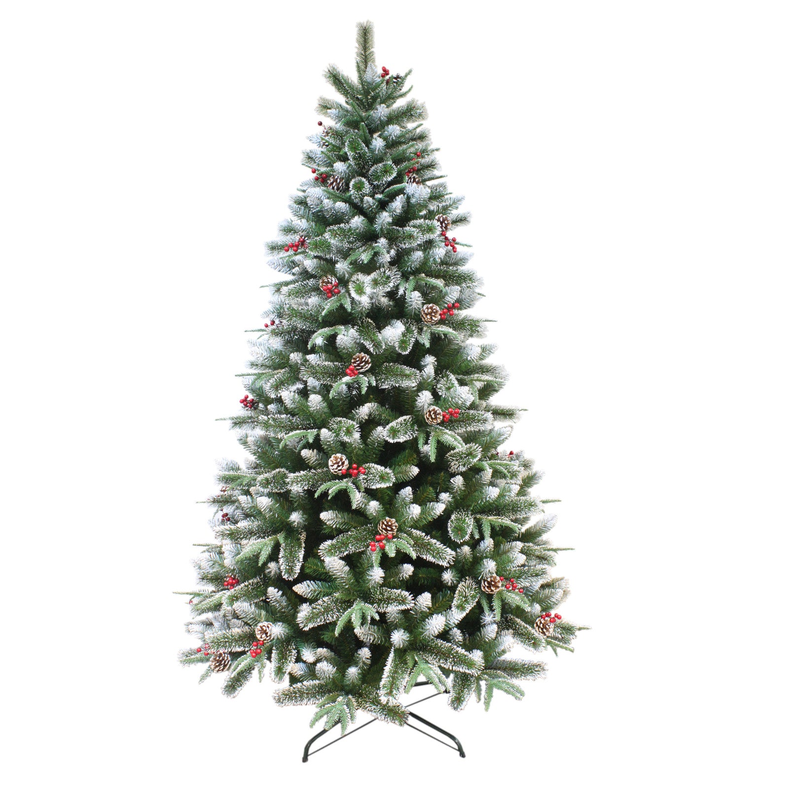 Mr Crimbo 6ft 7ft Mixed Pine Christmas Tree Frosted Branches - MrCrimbo.co.uk -XS4437 - 6ft -6ft christmas tree